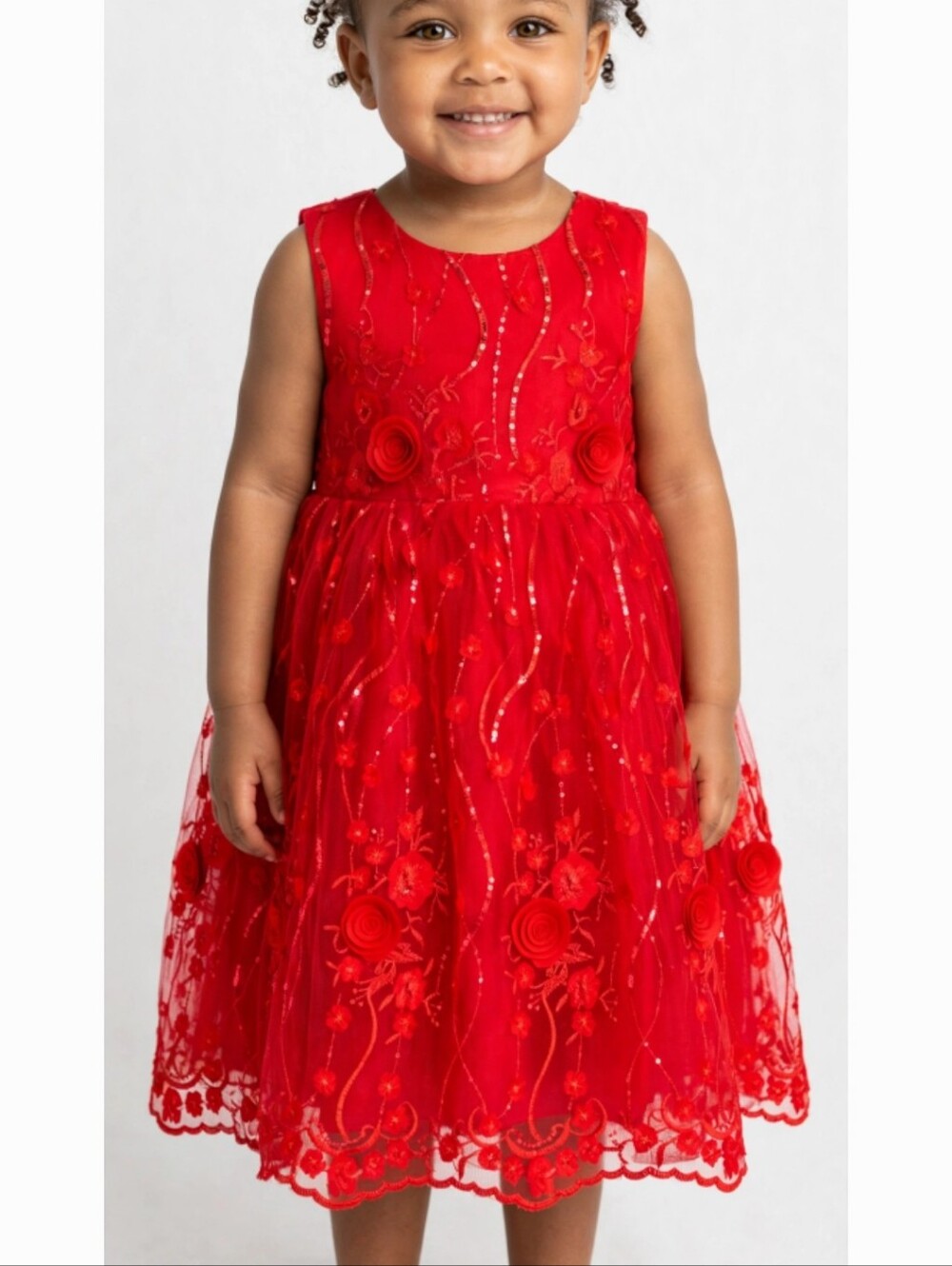 Popatu Vibrant Red Formal Kids Dress Sz 4